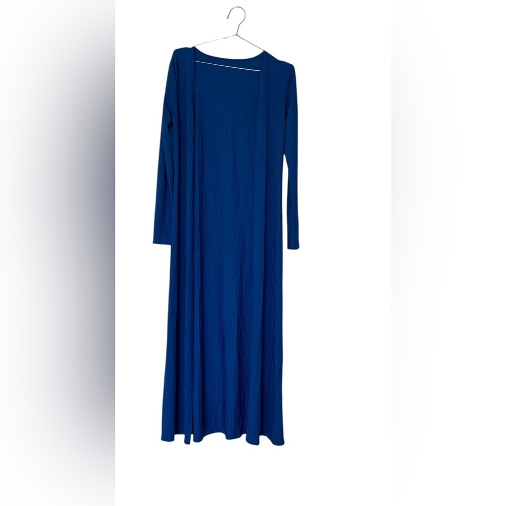 Royal Blue Ribbed Open Front Maxi Cardigan /Duster, size Small